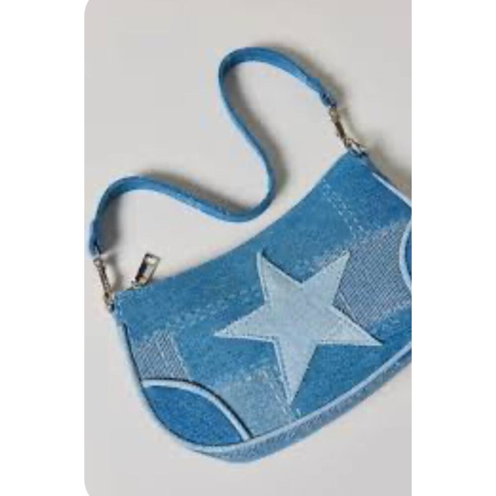 NWT Star Denim Leather Moto Bag - Picture 2 of 3